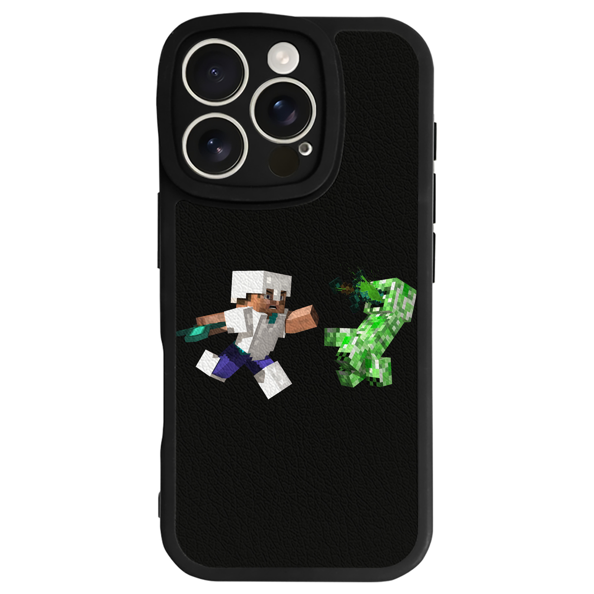 （画像用） マインクラフト ブロックの世界 Minecraft MC Block world 【iPhone 16シリーズ対応】シリコンスマホケース（レザー調） 材質：シリコン